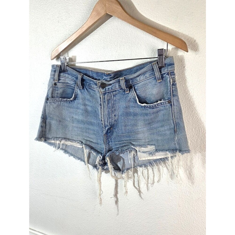 Levi’s 505C Women’s Denim Shorts Orange Tab Distressed Raw Hem W29 Light Wash